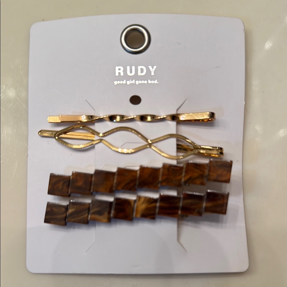 Rudy Gold and Brown Hair Clips Set